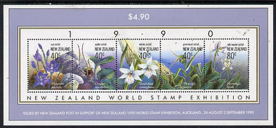 New Zealand 1990 'New Zealand 1990' Stamp Exhibition m/sheet (Native Orchids) unmounted mint, SG MS 1547