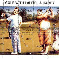 Touva 1995 Golf with Laurel & Hardy composite sheet containing complete set of 10 with misplaced perforations unmounted mint