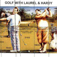 Touva 1995 Golf with Laurel & Hardy composite sheet containing complete set of 10 with perforations partly doubled, a fabulous variety unmounted mint