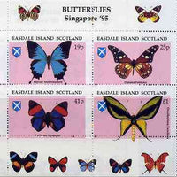 Easdale 1995 'Singapore 95' Stamp Exhibition (Butterflies) sheetlet containing perf set of 4 with misplaced perforations unmounted mint