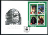 Altaj Republic 1996 WWF imperf sheetlet containing complete set of 4 Monkeys on illustrated cover with first day cancel