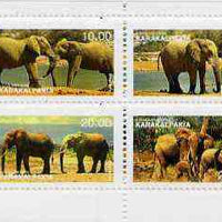 Karakalpakia Republic 1997 Elephants perf sheetlet containing complete set of 4 unmounted mint