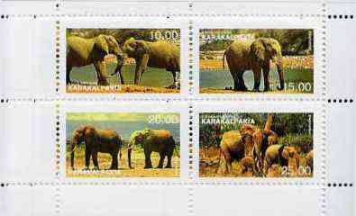 Karakalpakia Republic 1997 Elephants perf sheetlet containing complete set of 4 unmounted mint