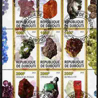 Djibouti 2010 Minerals perf sheetlet containing 9 values fine cto used