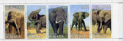 Buriatia Republic 1996 Elephants perf set of 5 values unmounted mint