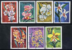 Vietnam 1984 Orchids imperf set of 7 cto used (very scarce with only a limited number issued thus) as SG 680-86*