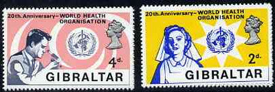 Gibraltar 1968 World Health Organisation set of 2, SG 227-28 unmounted mint*