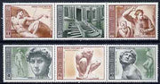 Russia 1975 Birth Anniversary of Michelangelo set of 6 (2 se-tenant strips of 3) unmounted mint, SG 4368-73, Mi 4329-34