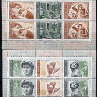 Russia 1975 Birth Anniversary of Michelangelo set of 2 sheetlets (each containing 2 se-tenant strips of 3) unmounted mint as SG 4368-73, Mi 4329-34