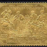 Easdale 1992 Columbus 500th Anniversary £10 (The Admiral in Chains) embossed in 22k gold foil unmounted mint