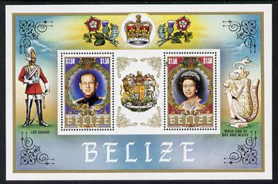 Belize 1984 House of Tudor m/sheet showing the Queen & Prince Philip unmounted mint (SG MS 805)