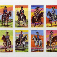 Nagaland 1976 USA Bicentenary (Military Uniforms - On Horseback) complete imperf,set of 8 values unmounted mint