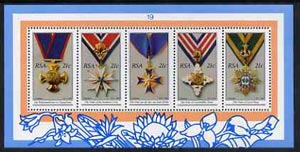 South Africa 1990 National Orders m/sheet containing set of 5 unmounted mint, SG MS 723