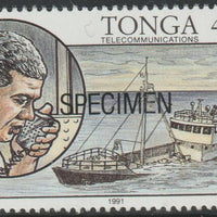 Tonga 1991 Ship Sinking 42s opt'd SPECIMEN, from Telecommunications, as SG 1142 unmounted mint