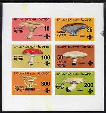 Batum 1994 Fungi imperf set of 6 (showing Scout emblem) unmounted mint