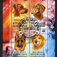 Ivory Coast 2013 Dogs #1 perf sheetlet containing 4 values fine cto used