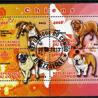 Congo 2013 Dogs perf sheetlet containing 4 values fine cto used