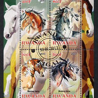 Rwanda 2013 Horses #1,perf sheetlet containing 4 values fine cto used