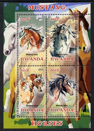 Rwanda 2013 Horses #1 perf sheetlet containing 4 values unmounted mint