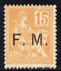 France 1901 Military Frank - FM opt'd on 15c orange unmounted mint SG M309