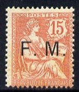 France 1903 Military Frank - FM opt'd on 15c pale red mounted mint light tone spots SG M314