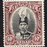 Malaya - Kedah 1937 Sultan 40c black & purple fine mounted mint SG 64