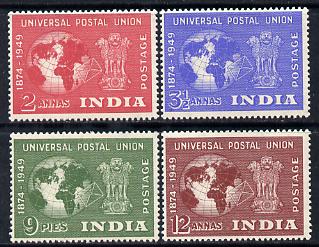 India 1949 KG6 75th Anniversary of Universal Postal Union set of 4 mounted mint, SG 325-8