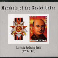 Rwanda 2013 Marshals of the Soviet Union - Lavrentiy Pavlovich Beria imperf sheetlet containing 1 value & label unmounted mint