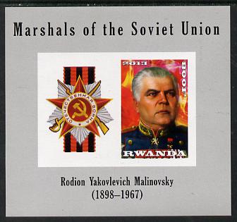 Rwanda 2013 Marshals of the Soviet Union - Rodion Yakovleyich Malinovsky imperf sheetlet containing 1 value & label unmounted mint