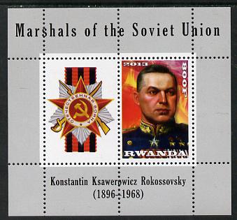 Rwanda 2013 Marshals of the Soviet Union - Konstantin Ksawerowicz Rokossovsky perf sheetlet containing 1 value & label unmounted mint