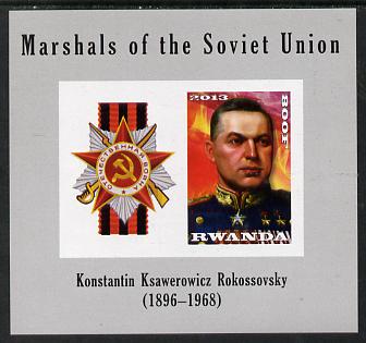 Rwanda 2013 Marshals of the Soviet Union - Konstantin Ksawerowicz Rokossovsky imperf sheetlet containing 1 value & label unmounted mint