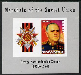 Rwanda 2013 Marshals of the Soviet Union - Georgy Konstantinovich Zhukov imperf sheetlet containing 1 value & label unmounted mint