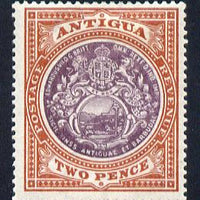 Antigua 1903-07 Crown CC Badge 2d dull purple & brown mounted mint SG 33