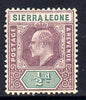 Sierra Leone 1903 KE7 Crown CA 1/2d purple & green mounted mint SG 73