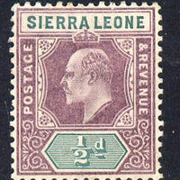 Sierra Leone 1903 KE7 Crown CA 1/2d purple & green mounted mint SG 73