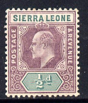 Sierra Leone 1903 KE7 Crown CA 1/2d purple & green mounted mint SG 73