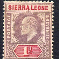 Sierra Leone 1903 KE7 Crown CA 1d purple & rosine mounted mint SG 74