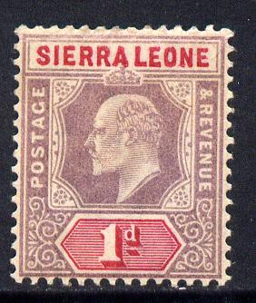 Sierra Leone 1903 KE7 Crown CA 1d purple & rosine mounted mint SG 74