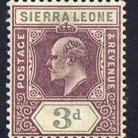 Sierra Leone 1903 KE7 Crown CA 3d purple & grey mounted mint SG 78