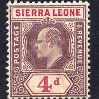 Sierra Leone 1903 KE7 Crown CA 4d purple & rosine mounted mint SG 79