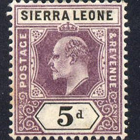 Sierra Leone 1903 KE7 Crown CA 5d purple & black mounted mint SG 80