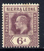 Sierra Leone 1903 KE7 Crown CA 6d purple mounted mint SG 81