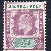 Sierra Leone 1904-05 KE7 MCA 1/2d purple & green mounted mint SG 86