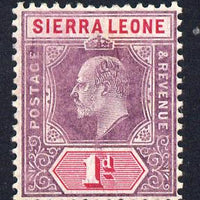 Sierra Leone 1904-05 KE7 MCA 1d purple & rosine mounted mint SG 87