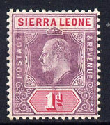 Sierra Leone 1904-05 KE7 MCA 1d purple & rosine mounted mint SG 87