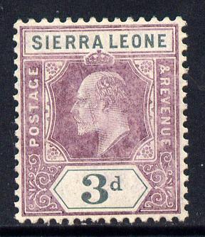 Sierra Leone 1904-05 KE7 MCA 3d purple & grey mounted mint SG 91