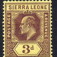 Sierra Leone 1907-12 KE7 MCA 3d purple on yellow mounted mint SG 104