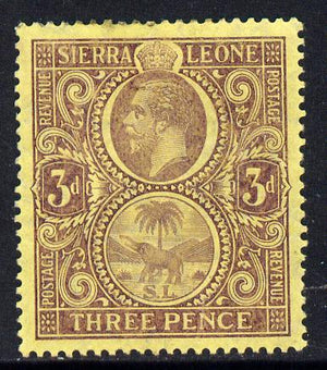 Sierra Leone 1912-21 KG5 MCA 3d purple on yellow mounted mint SG 116b