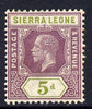 Sierra Leone 1912-21 KG5 MCA 5d purple & olive-green mounted mint SG 118