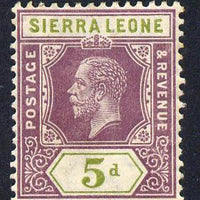 Sierra Leone 1912-21 KG5 MCA 5d purple & olive-green mounted mint SG 118